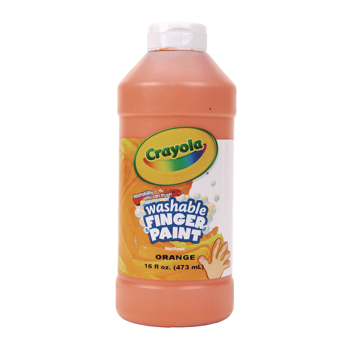 Crayola Washable Fingerpaint, Orange, 16 oz Bottle (551316036)