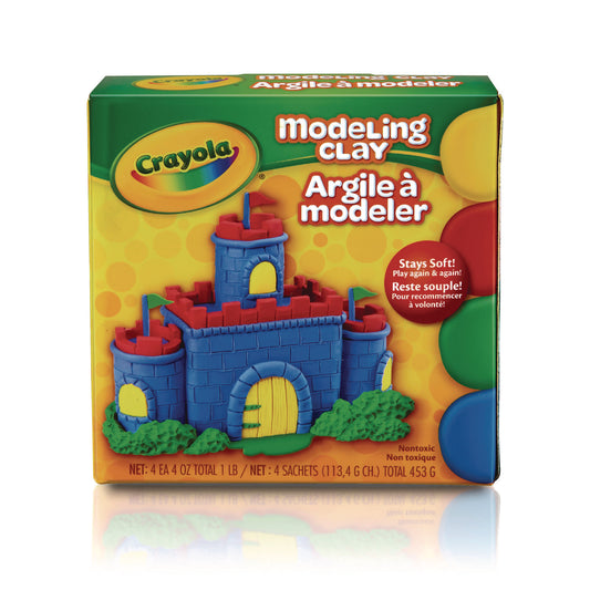 Crayola Modeling Clay Assortment, 4 oz of Each Color Blue/Green/Red/Yellow, 1 lb (570300)