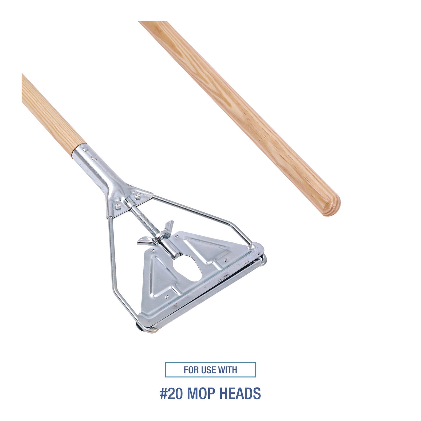 Boardwalk Quick Change Metal Head Mop Handle for No. 20 and Up Heads, 62" Wood Handle (605)