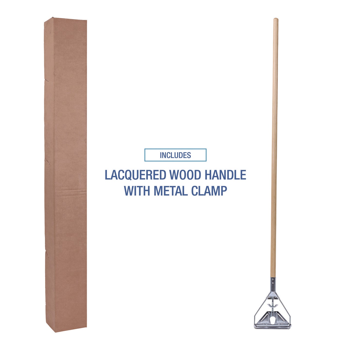 Boardwalk Quick Change Metal Head Mop Handle for No. 20 and Up Heads, 62" Wood Handle (605)