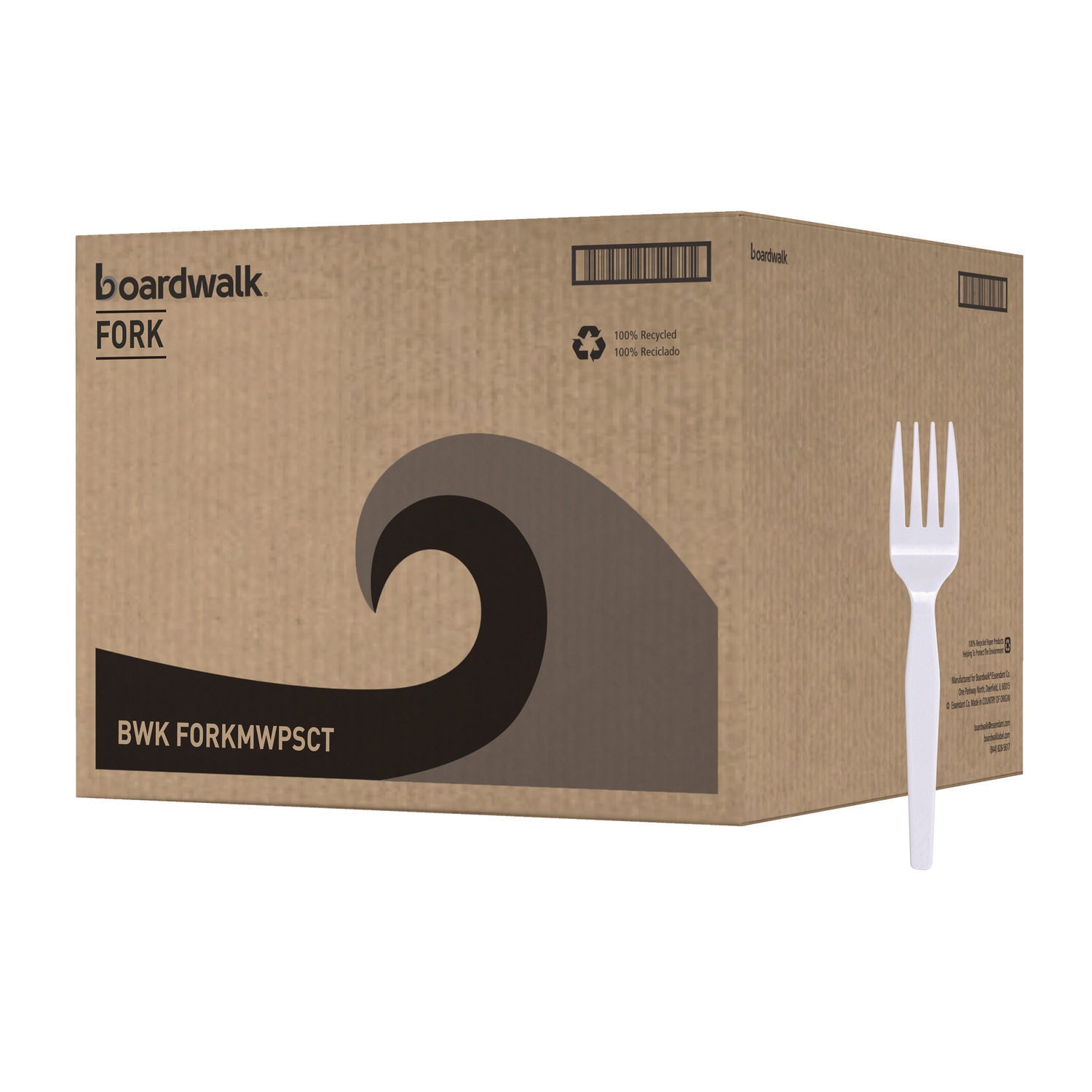 Boardwalk Mediumweight Polystyrene, Fork, White, 10 Boxes of 100/Carton (FORKMWPSCT)