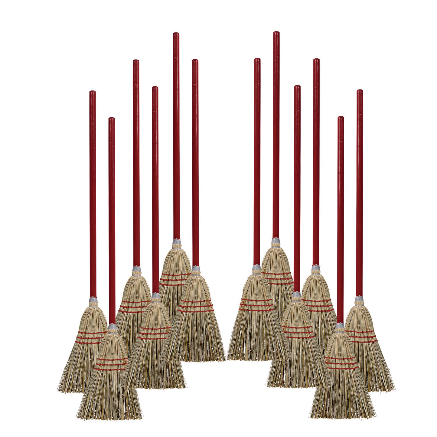 Boardwalk Corn/Fiber Brooms, Corn/Synthetic Fiber Bristles, 36" Overall Length, Gray/Natural, 12/Carton (BR10016)