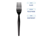 Boardwalk Heavyweight Polystyrene Cutlery, Fork, Black, 1000/Carton (FORKHWBLA)