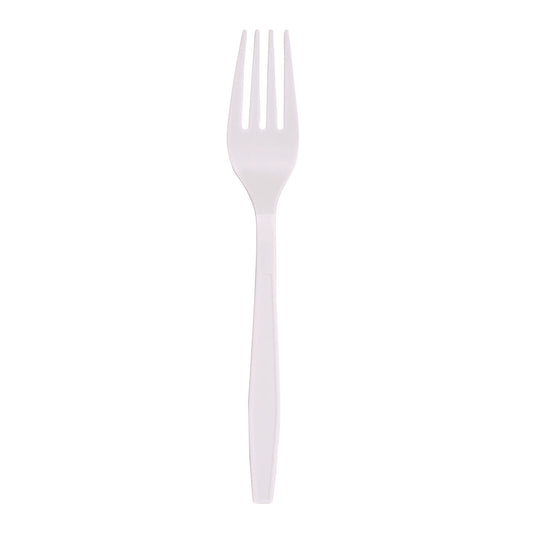 Boardwalk Heavyweight Polypropylene Cutlery, Fork, White, 1000/Carton (FORKHWPPWH)