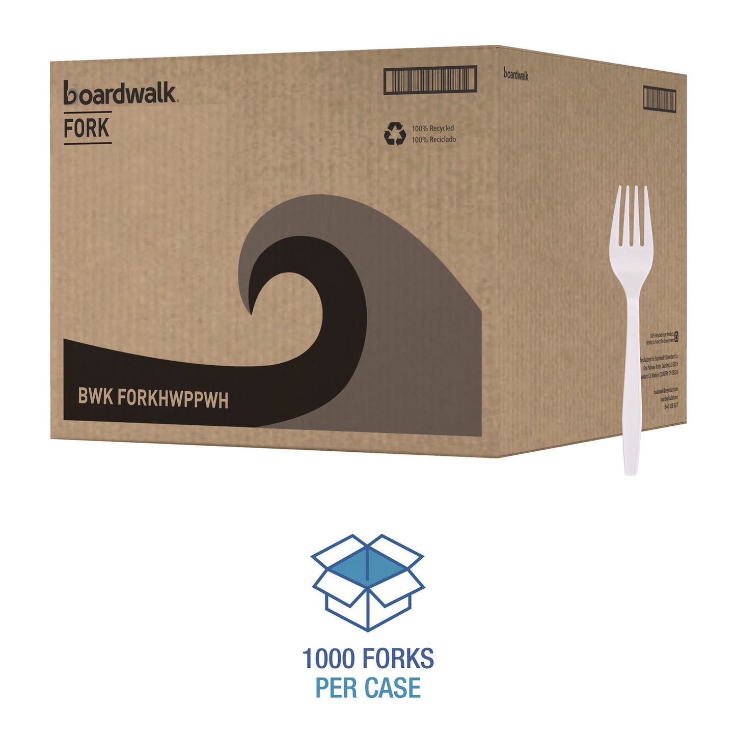 Boardwalk Heavyweight Polypropylene Cutlery, Fork, White, 1000/Carton (FORKHWPPWH)