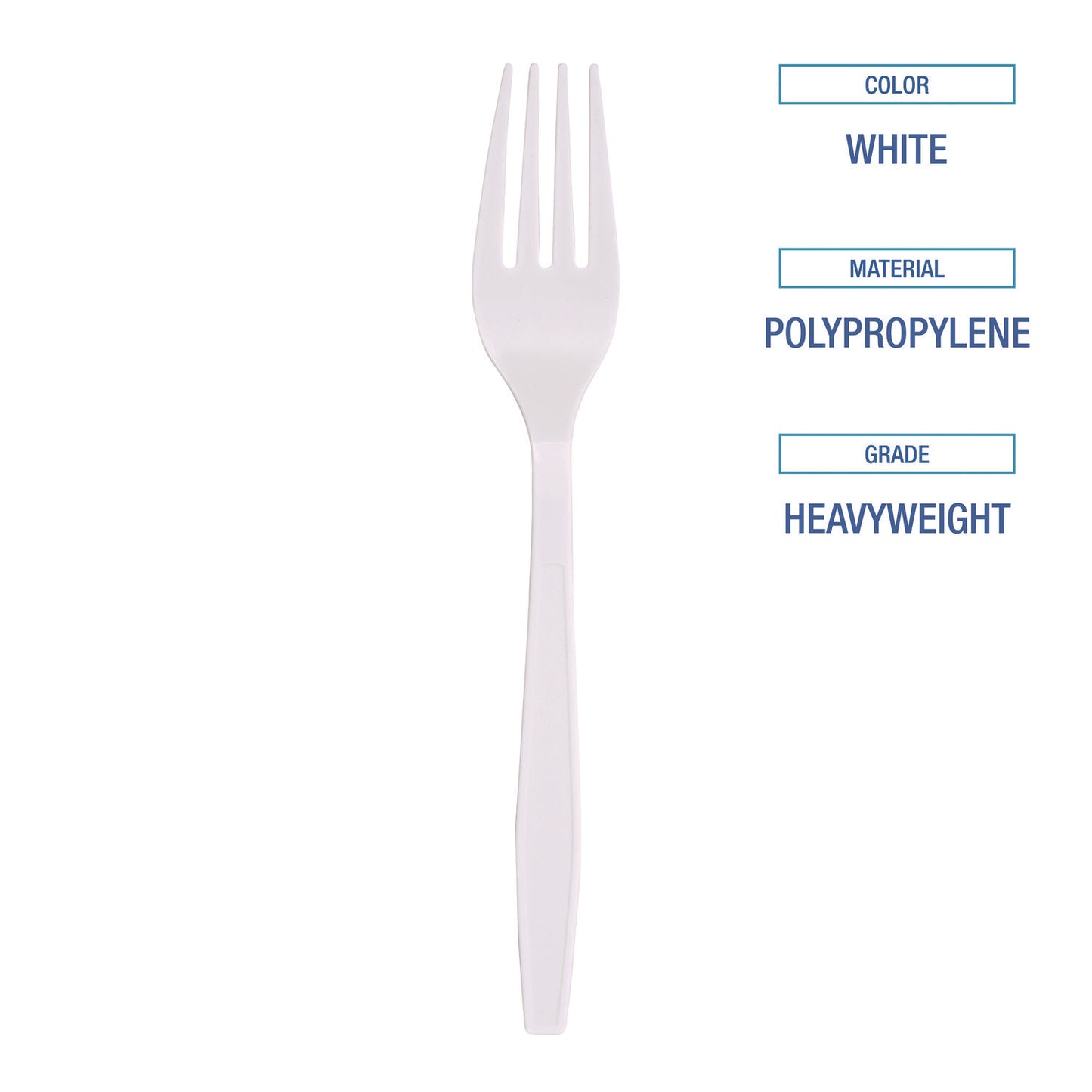 Boardwalk Heavyweight Polypropylene Cutlery, Fork, White, 1000/Carton (FORKHWPPWH)