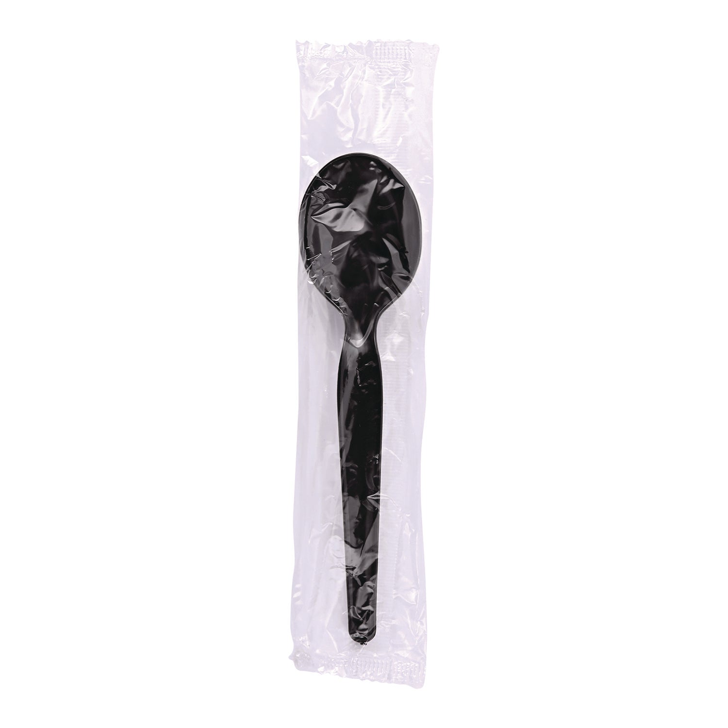 Boardwalk Heavyweight Wrapped Polystyrene Cutlery, Soup Spoon, Black, 1,000/Carton (SSHWPSBIW)