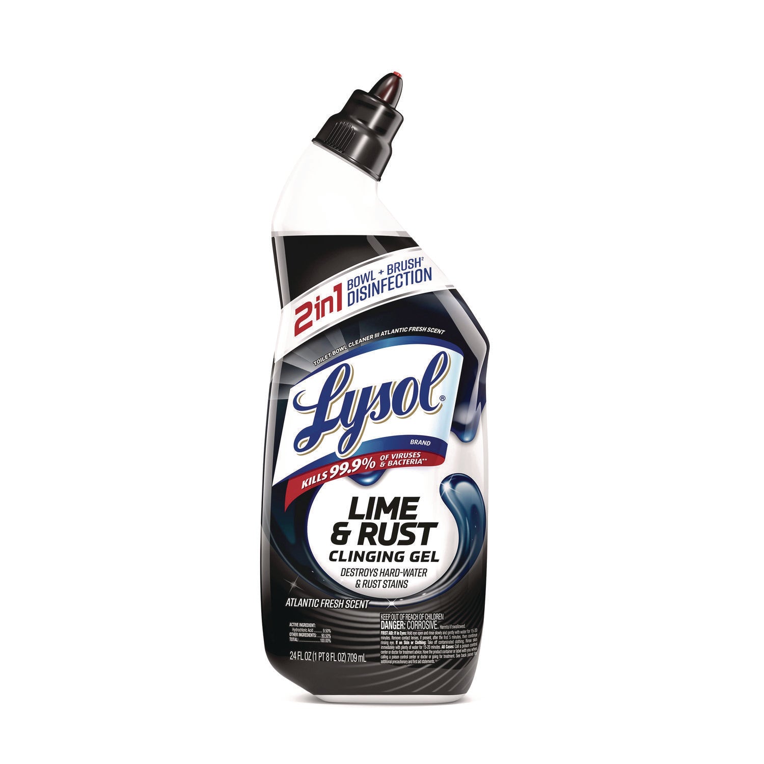 LYSOL Brand Disinfectant Toilet Bowl Cleaner w/Lime/Rust Remover, Atlantic Fresh, 24 oz (98013EA)