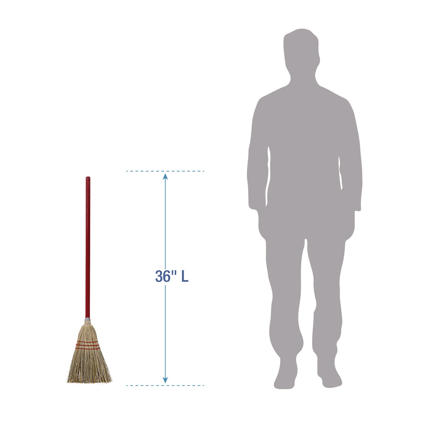 Boardwalk Corn/Fiber Brooms, Corn/Synthetic Fiber Bristles, 36" Overall Length, Gray/Natural, 12/Carton (BR10016)