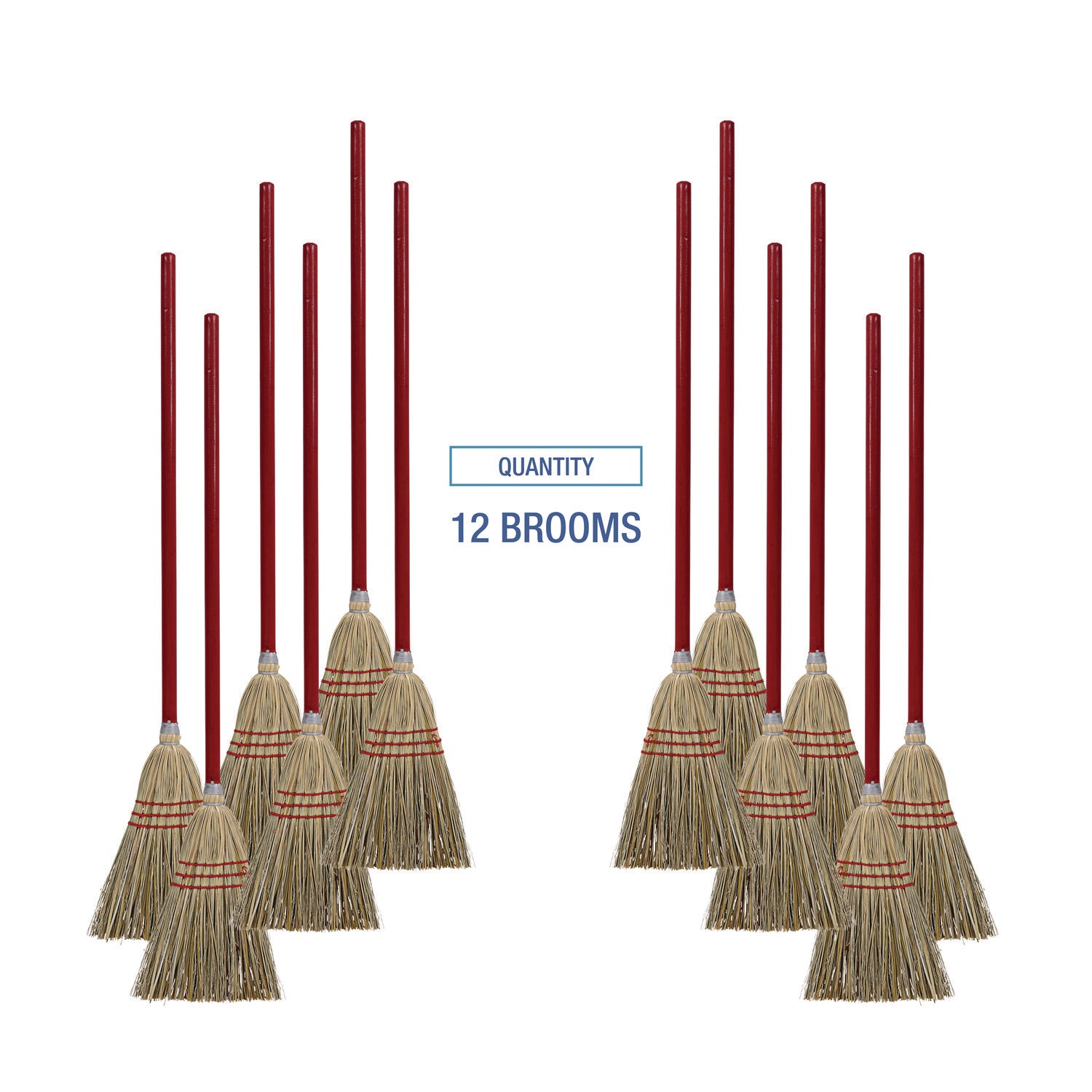 Boardwalk Corn/Fiber Brooms, Corn/Synthetic Fiber Bristles, 36" Overall Length, Gray/Natural, 12/Carton (BR10016)