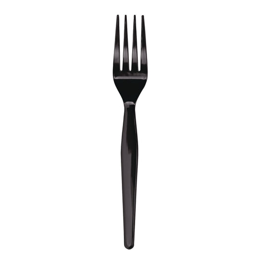 Boardwalk Heavyweight Polystyrene Cutlery, Fork, Black, 1000/Carton (FORKHWBLA)