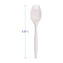 Boardwalk Mediumweight Polypropylene Cutlery, Spork, White, 1000/Carton