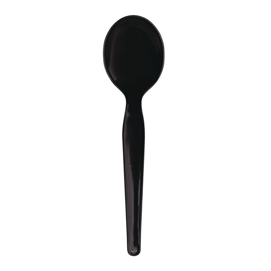 Boardwalk Heavyweight Wrapped Polystyrene Cutlery, Soup Spoon, Black, 1,000/Carton (SSHWPSBIW)