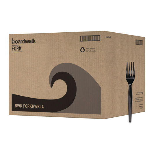 Boardwalk Heavyweight Polystyrene Cutlery, Fork, Black, 1000/Carton (FORKHWBLA)