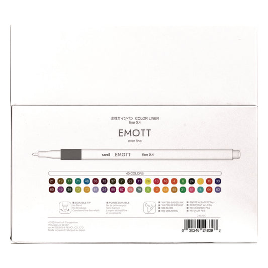 uni-ball EMOTT ever fine Porous Point Pen, Stick, Fine 0.4 mm, Assorted Ink Colors, White Barrel, 40/Pack (24839)