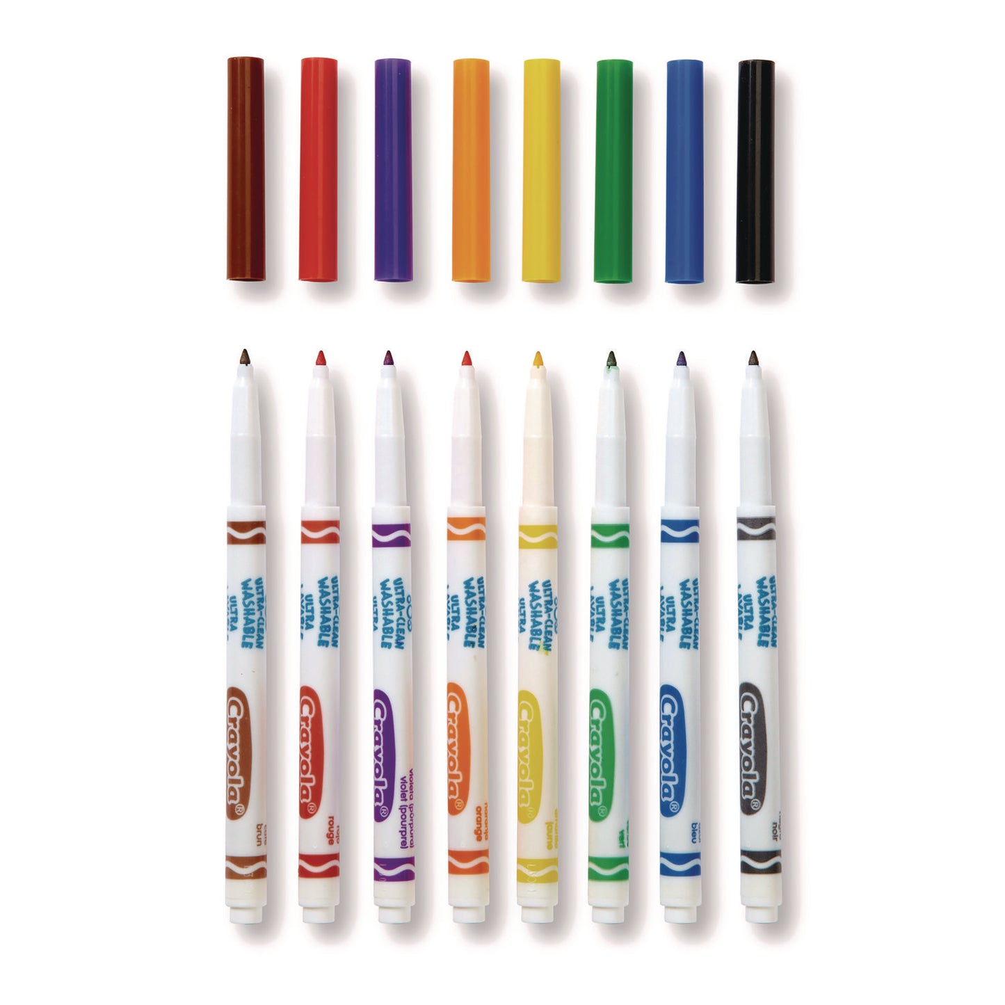 Crayola Ultra-Clean Washable Markers, Fine Bullet Tip, Assorted Colors, 8/Pack (587809)