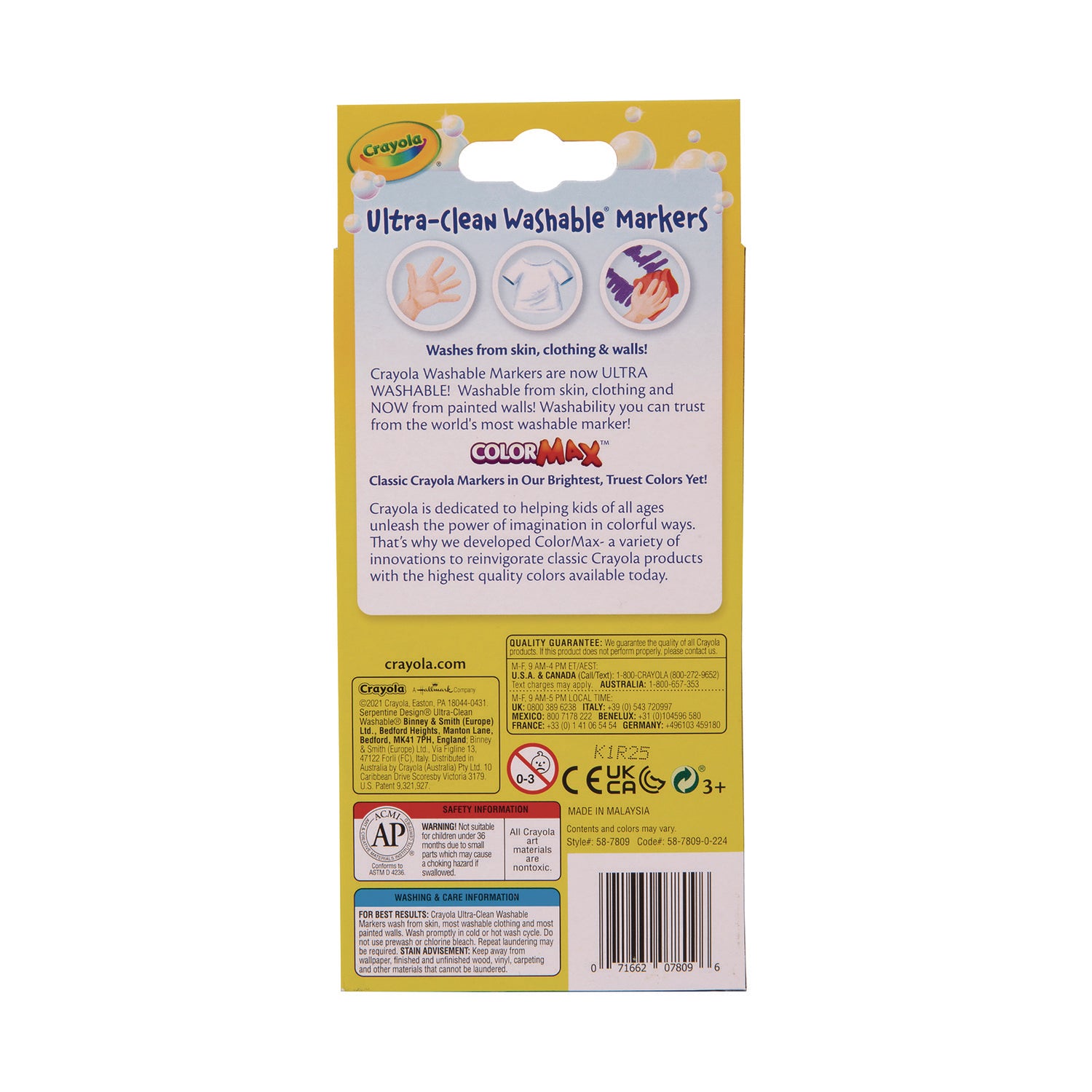 Crayola Ultra-Clean Washable Markers, Fine Bullet Tip, Assorted Colors, 8/Pack (587809)
