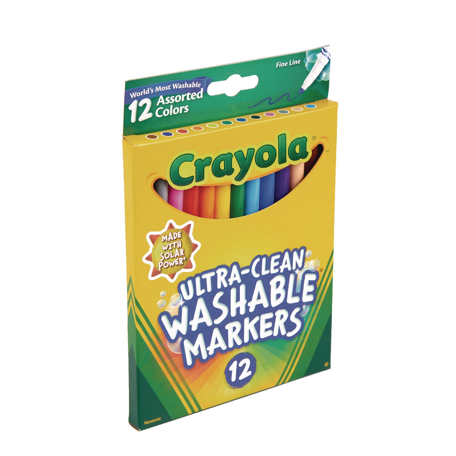 Crayola Ultra-Clean Washable Markers, Fine Bullet Tip, Assorted Colors, Dozen (587813)