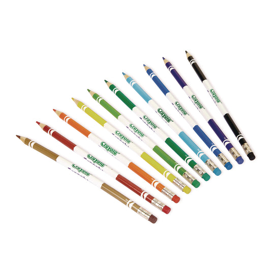 Crayola Erasable Color Pencil Set, 3.3 mm, 2B, Assorted Lead and Barrel Colors, 10/Pack (684410)