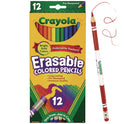 Crayola Erasable Color Pencil Set, 3.3 mm, 2B, Assorted Lead and Barrel Colors, Dozen (684412)