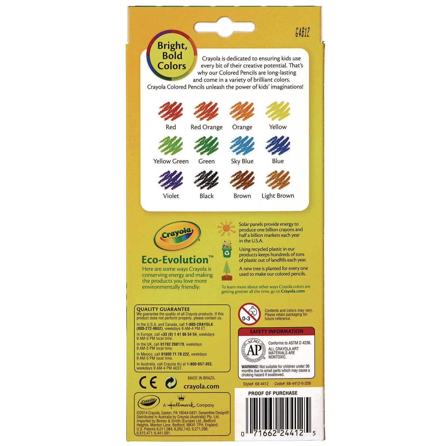 Crayola Erasable Color Pencil Set, 3.3 mm, 2B, Assorted Lead and Barrel Colors, Dozen (684412)