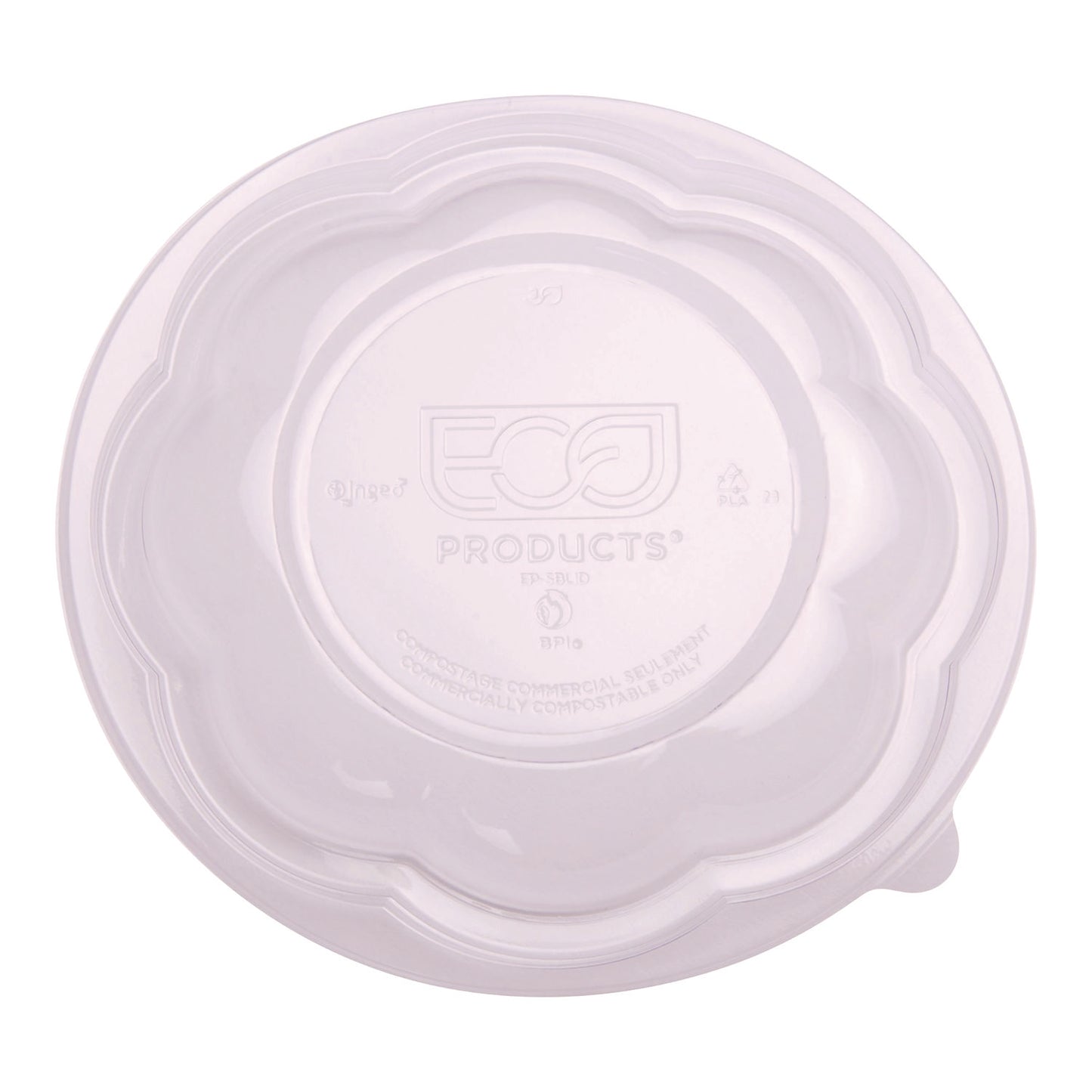 Eco-Products Renewable and Compostable Lids, Fits 24, 32 and 48 oz Salad Bowls, Clear, Plastic, 300/Carton (EPSBLID)