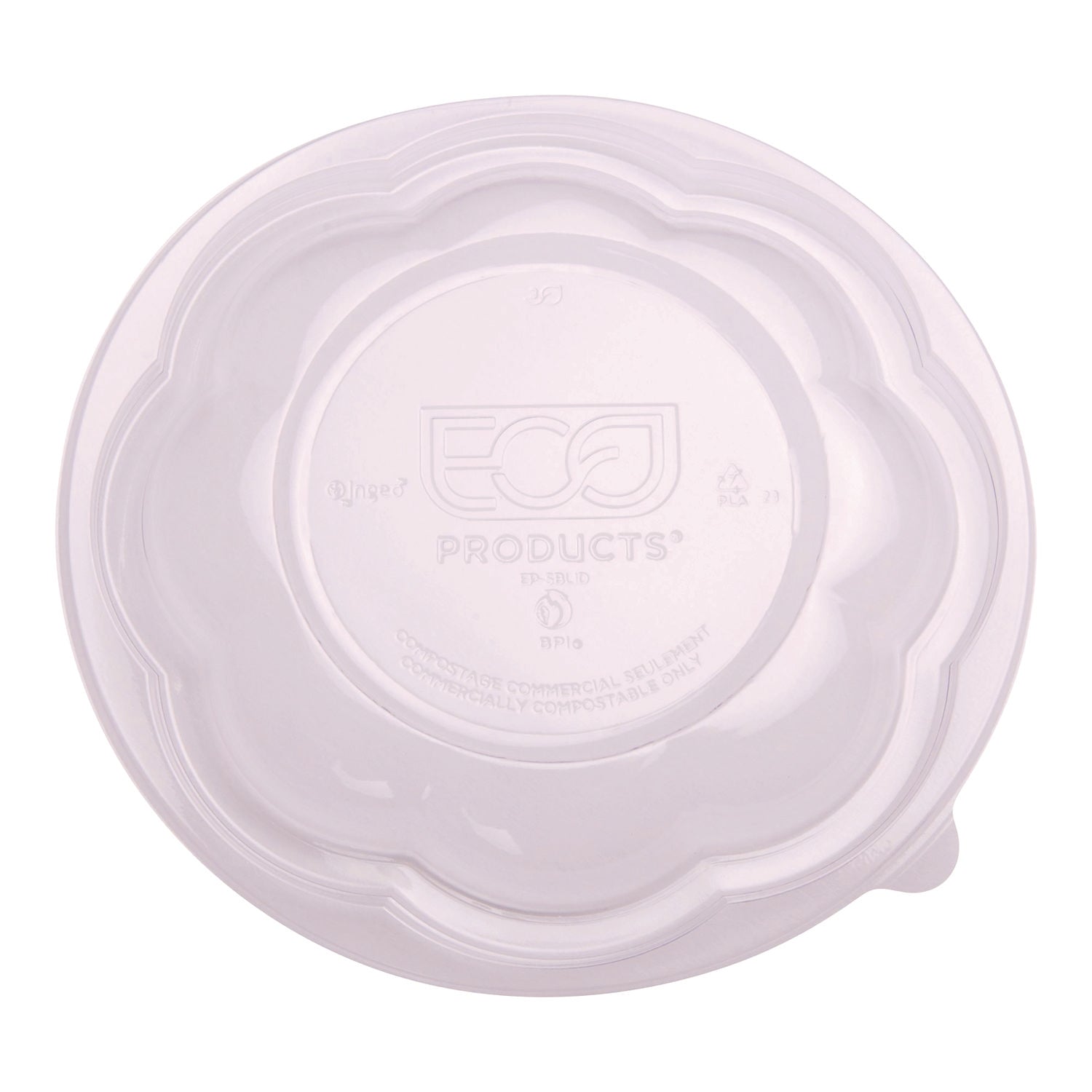 Eco-Products Renewable and Compostable Lids, Fits 24, 32 and 48 oz Salad Bowls, Clear, Plastic, 300/Carton (EPSBLID)
