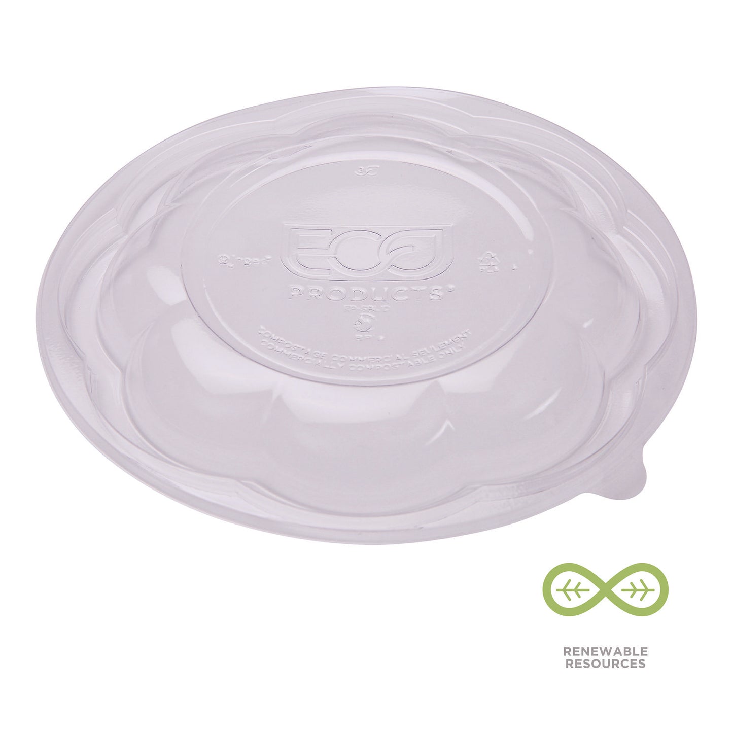 Eco-Products Renewable and Compostable Lids, Fits 24, 32 and 48 oz Salad Bowls, Clear, Plastic, 300/Carton (EPSBLID)