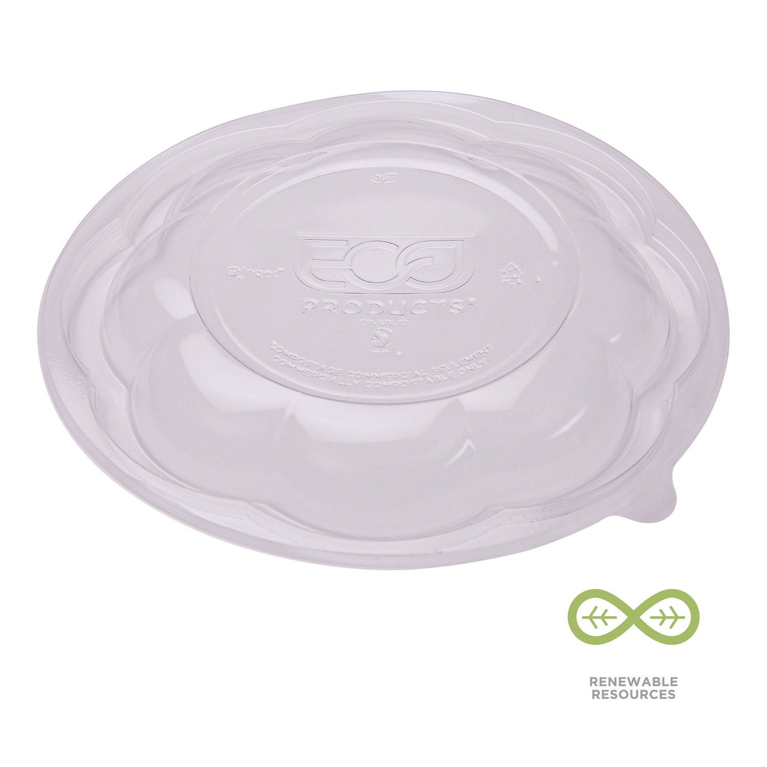 Eco-Products Renewable and Compostable Lids, Fits 24, 32 and 48 oz Salad Bowls, Clear, Plastic, 300/Carton (EPSBLID)