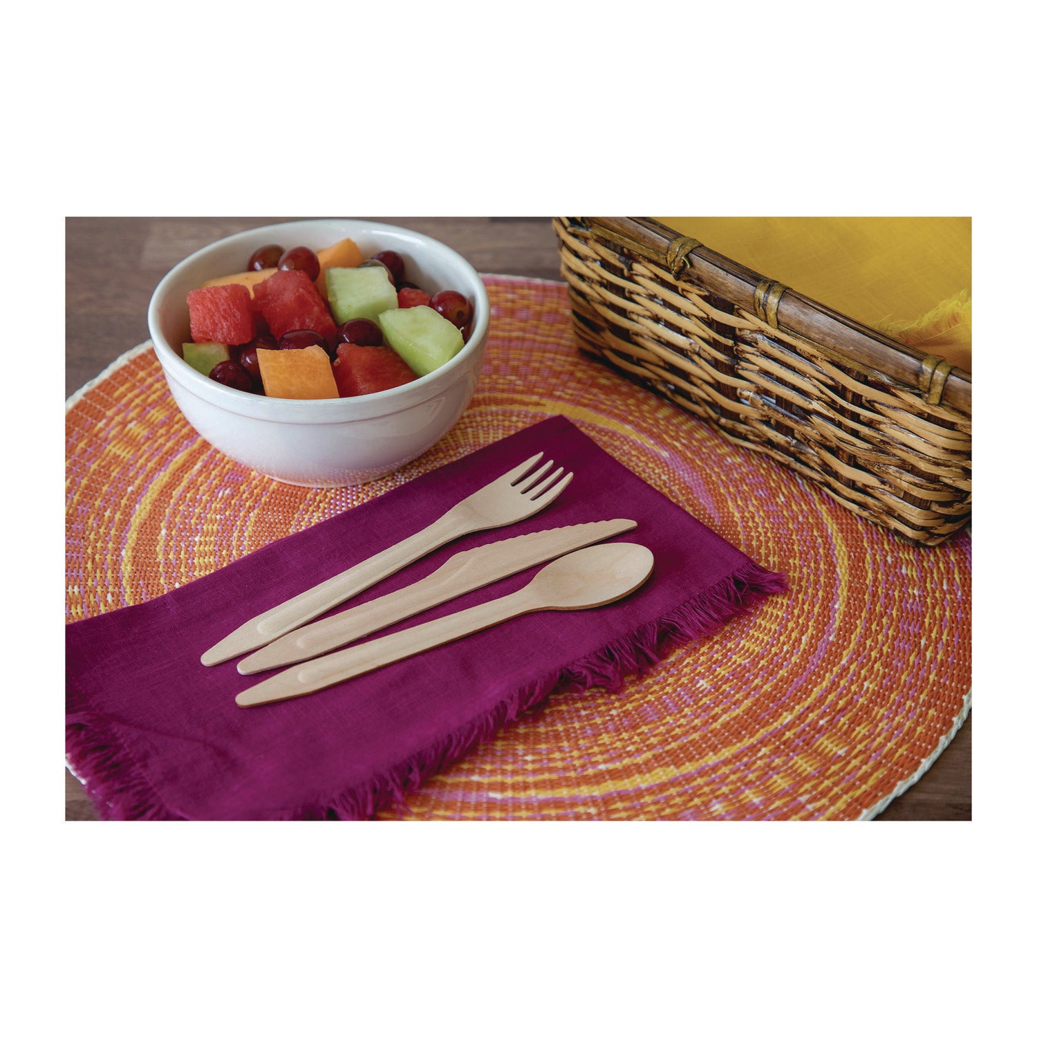 Eco-Products Wood Cutlery, Fork/Knife/Spoon/Napkin, Natural, 500/Carton (EPS215)