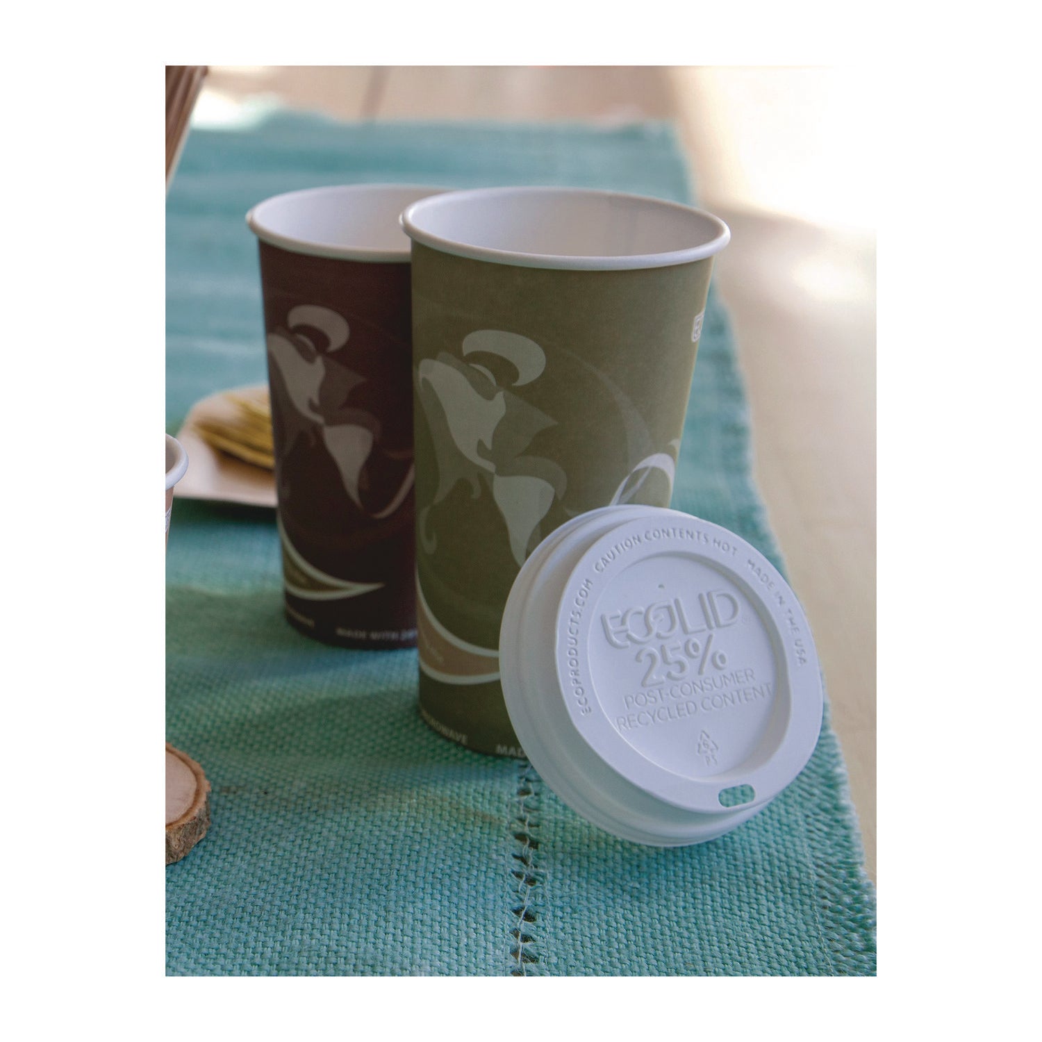 Eco-Products EcoLid 25% Recycled Content Hot Cup Lid, White, Fits 10 oz to 20 oz Cups, 100/Pack, 10 Packs/Carton (EPHL16WR)
