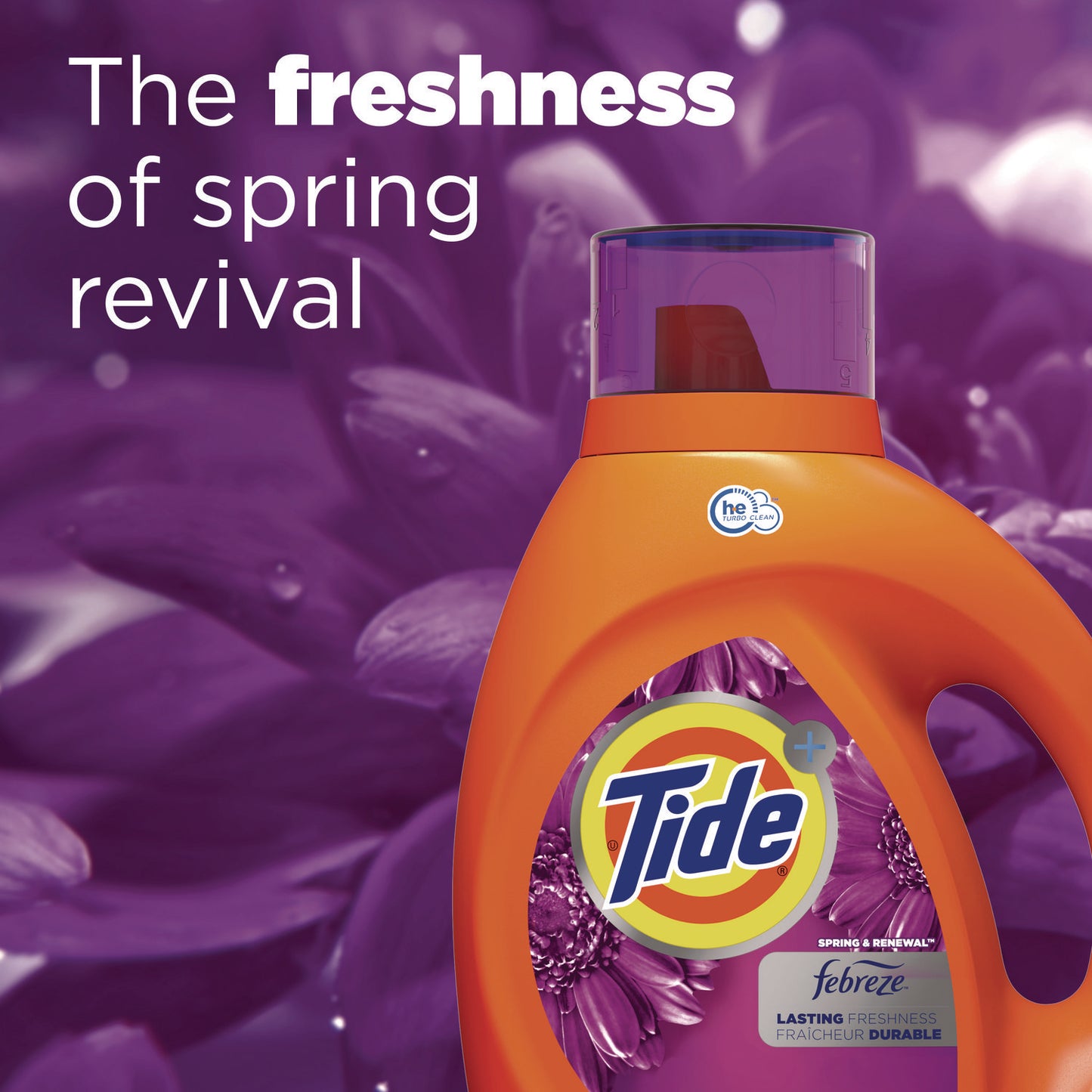 Tide Plus Febreze Liquid Laundry Detergent, Spring and Renewal, 84 oz Bottle (12237EA)