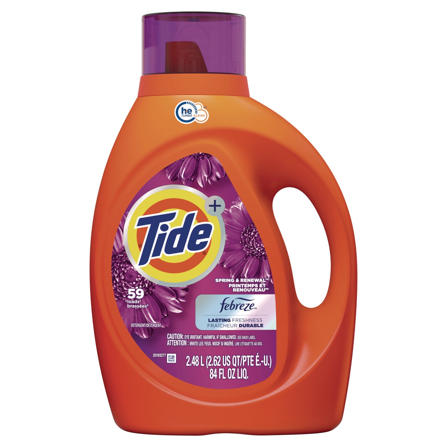 Tide Plus Febreze Liquid Laundry Detergent, Spring and Renewal, 84 oz Bottle (12237EA)