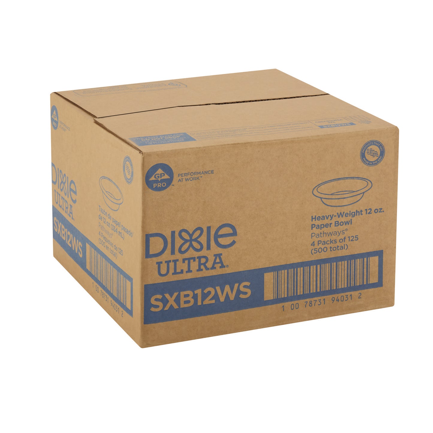 Dixie Pathways with Soak Proof Shield Heavyweight Paper Bowls, WiseSize, 12 oz, Green/Burgundy, 500/Carton (SXB12WS)