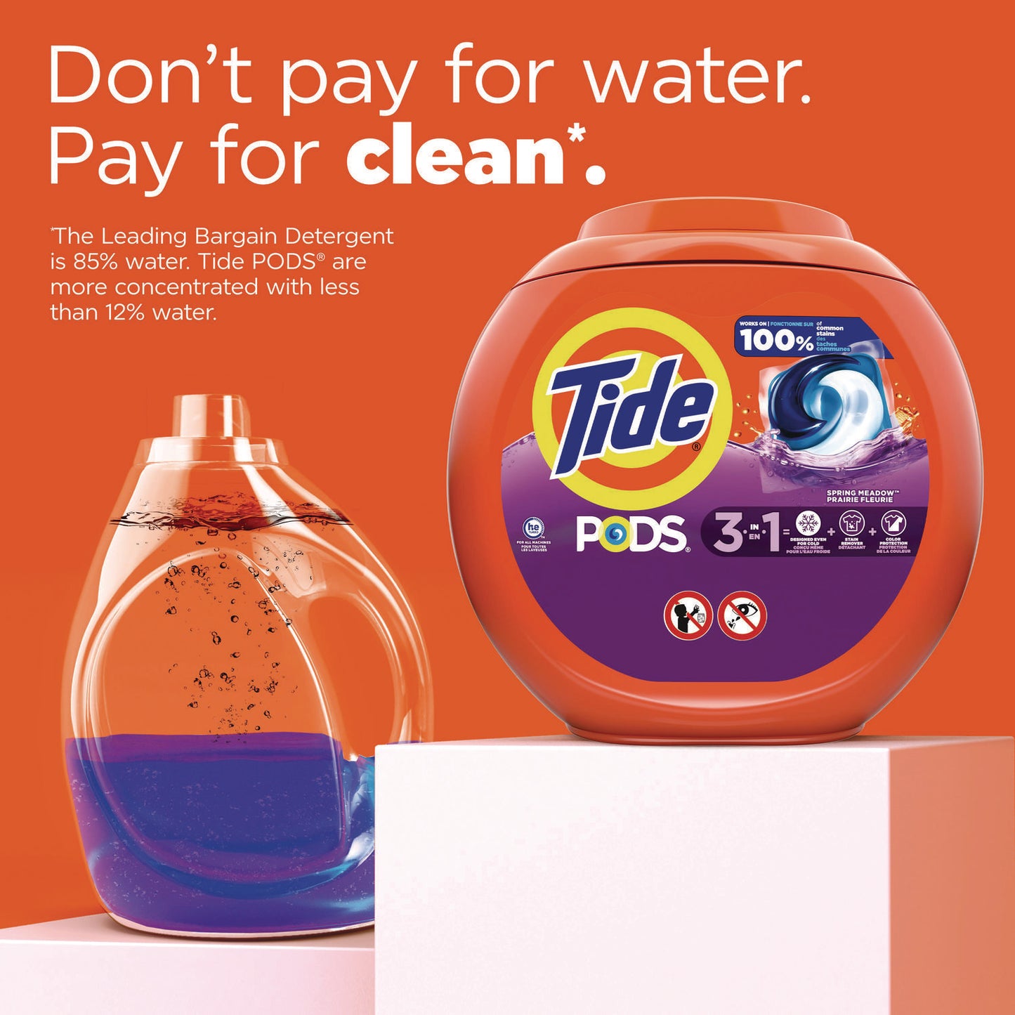 Tide PODS Laundry Detergent, Spring Meadow, 66 oz Tub, 76 Pacs/Tub (09166EA)