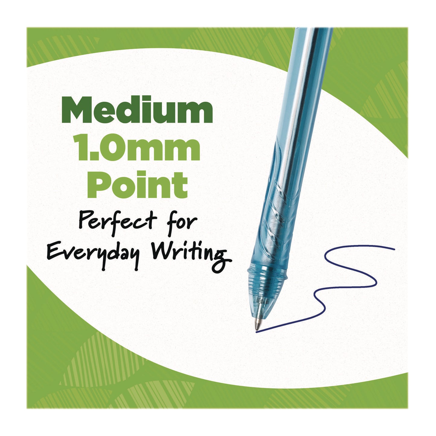 BIC Ecolutions Gel Pen, Retractable, Medium 1 mm, Blue Ink, Blue Barrel, 12/Pack (RGLE11BLU)