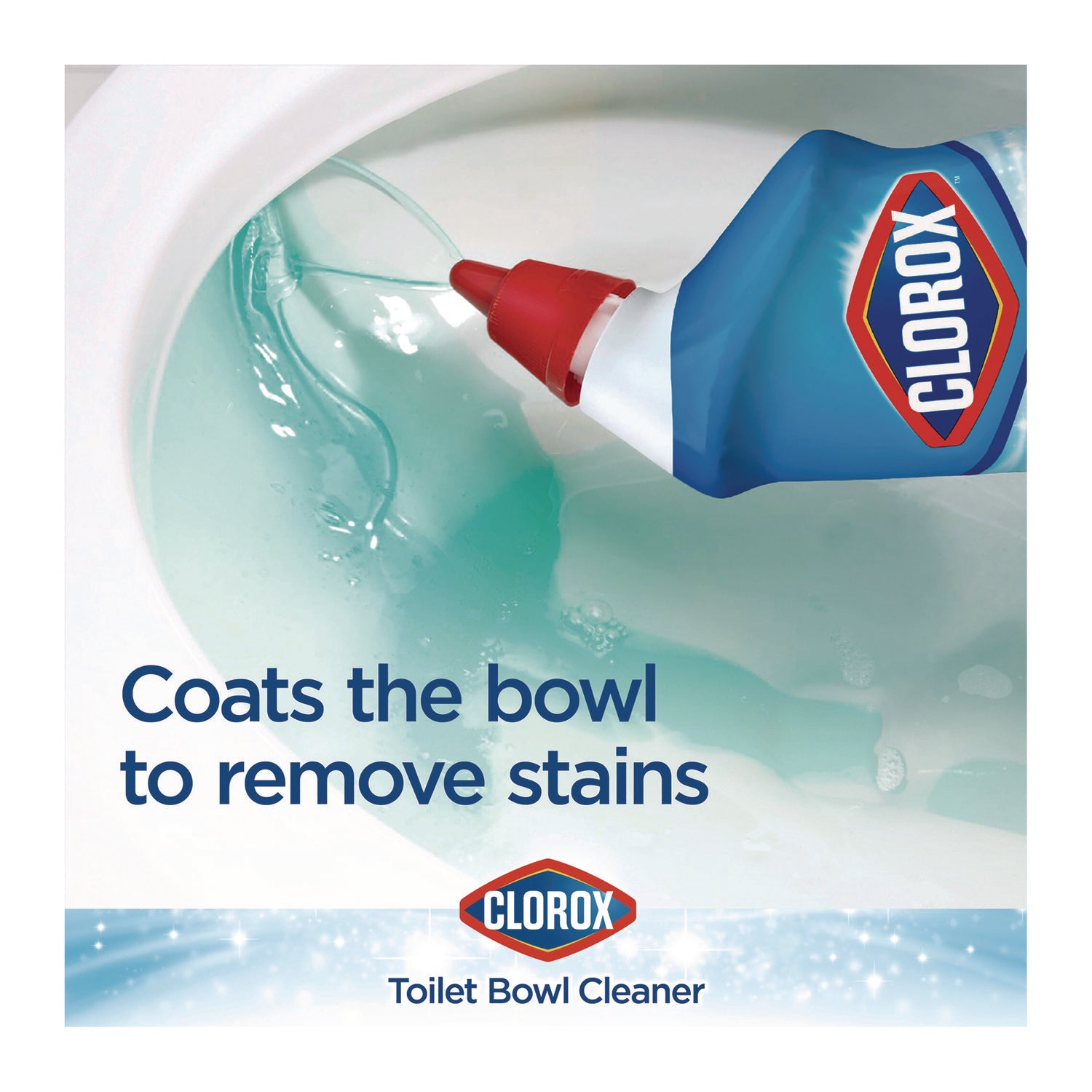 Clorox Disinfecting Toilet Bowl Cleaner with Bleach, Rain Clean Scent, 24 oz Bottle, 2/Pack (30924)