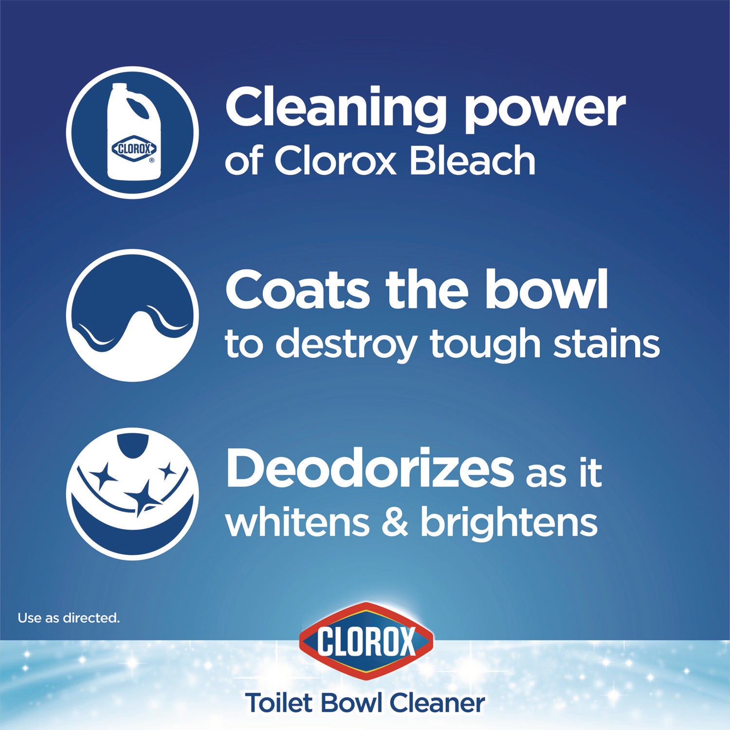Clorox Disinfecting Toilet Bowl Cleaner with Bleach, Rain Clean Scent, 24 oz Bottle, 2/Pack (30924)