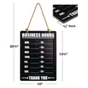 Excello Global Products Business Hours Indoor/Outdoor Hanging Chalkboard, 10 x 0.38 x 20.75, Black/White (EGPHD0311AS)