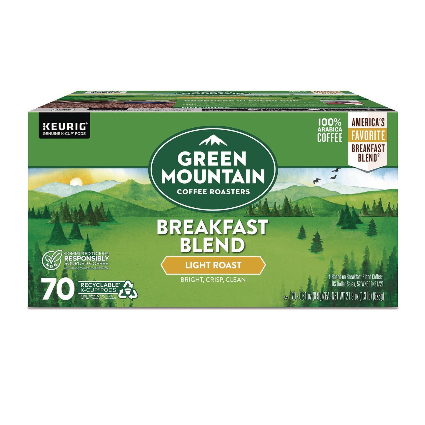 Keurig Breakfast Blend Coffee K-Cup Pods, Regular, 70/Box (5000373741)