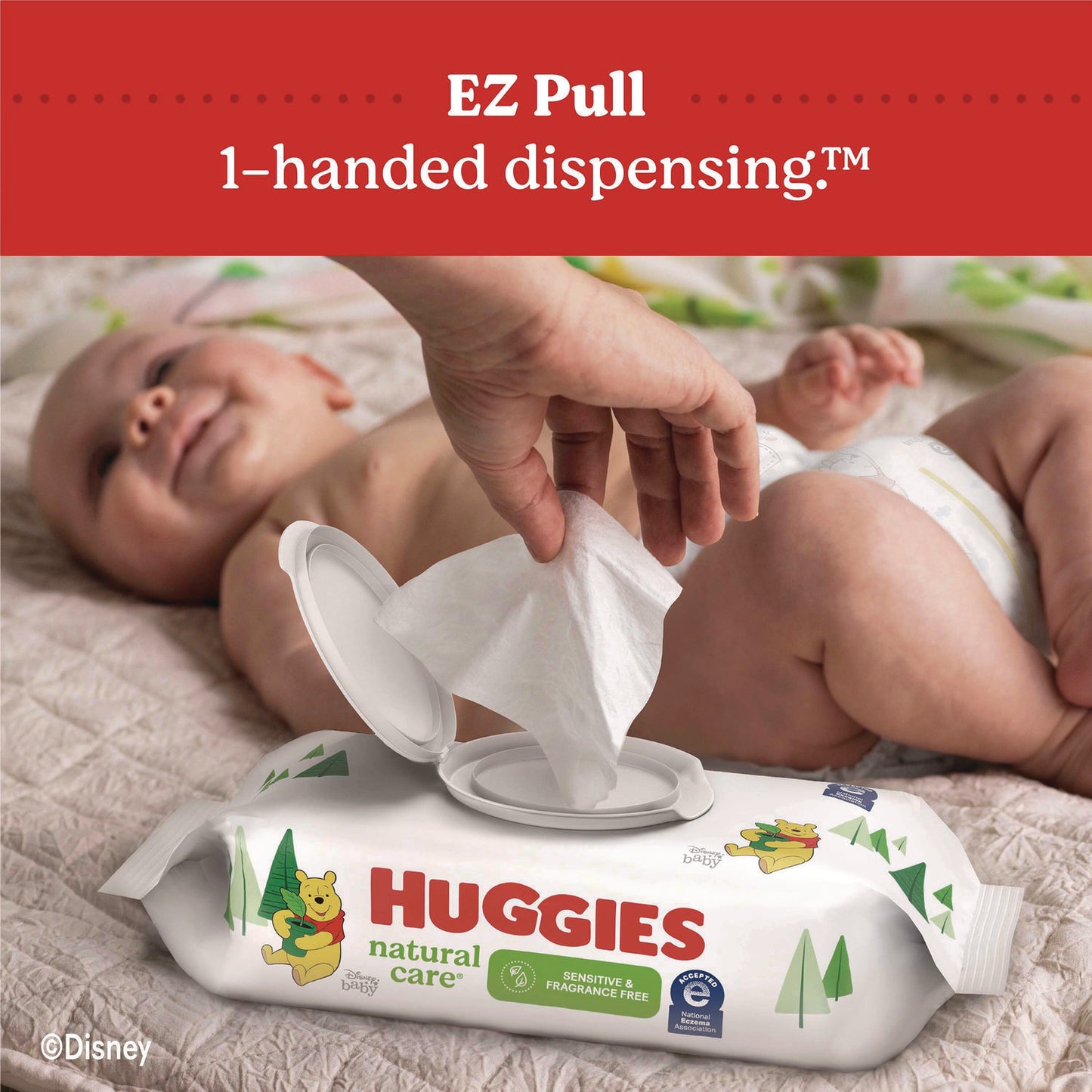 Huggies Natural Care Sensitive Baby Wipes, Unscented, White, 64/Pack, 12 Packs/Carton (51079)