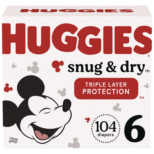 Huggies Sung and Dry Diapers, Size 6, 35+ lbs, 104/Carton (51516)