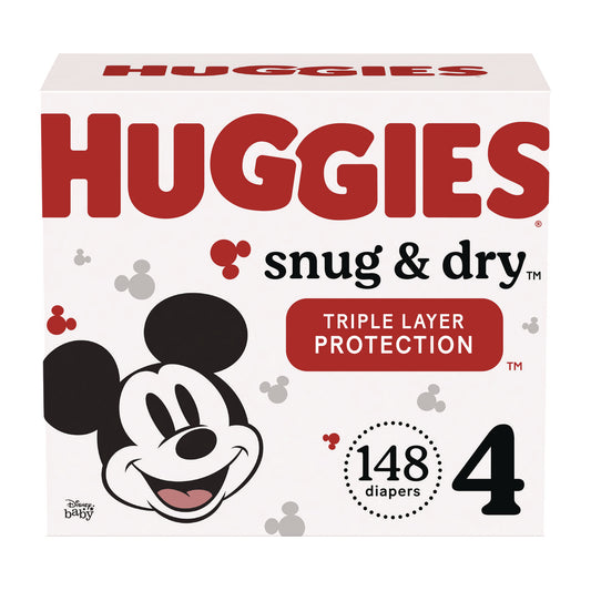 Huggies Snug and Dry Diapers, Size 4, 22 lbs to 37 lbs, 148/Carton (51518)