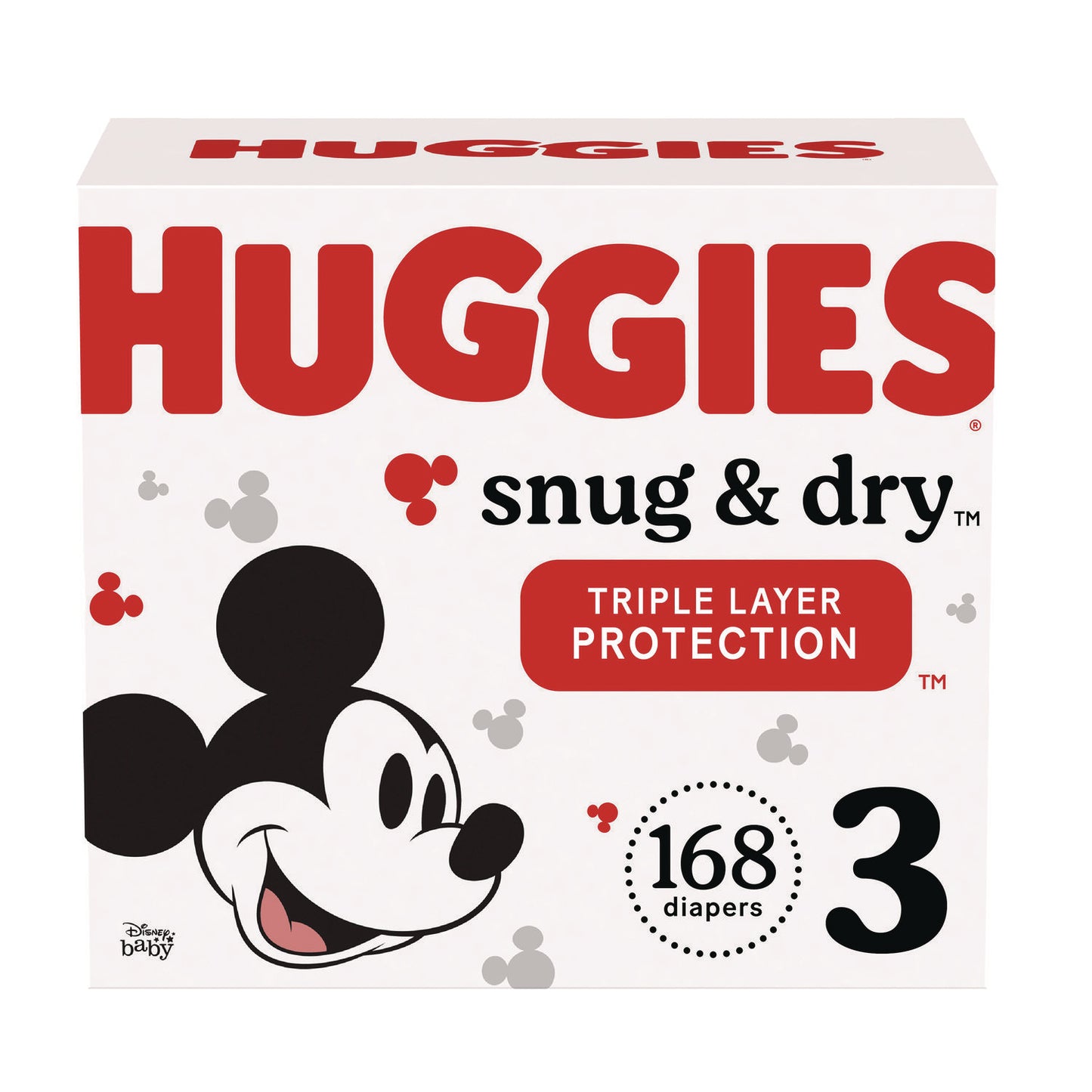 Huggies Snug and Dry Diapers, Size 3, 16 lbs to 28 lbs, 168/Carton (51520)