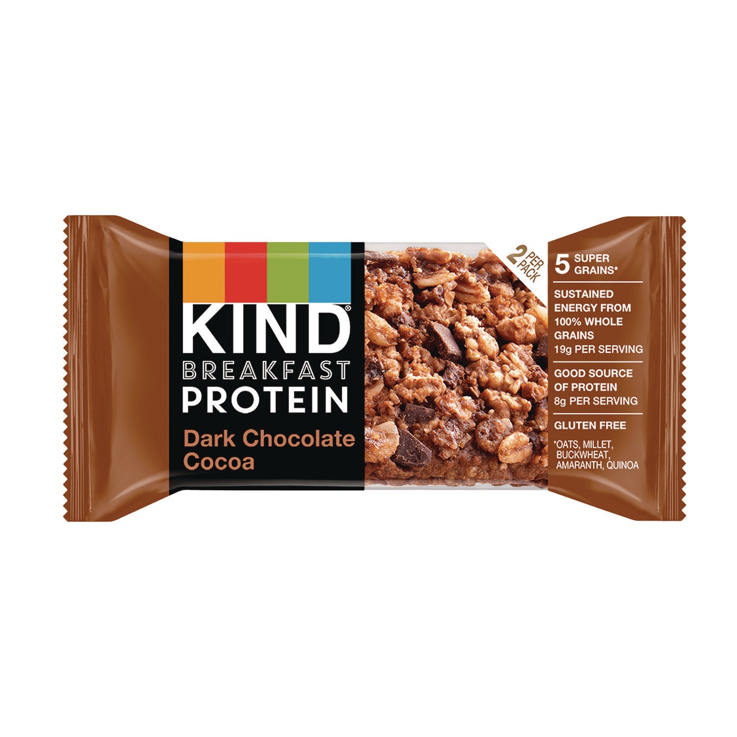 KIND Breakfast Protein Bars, Dark Chocolate Cocoa, 1.76 oz Two-Bar Packs, 6/Box (PHW41936)