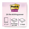 Post-it Note Pads in Summer Joy Color Collection Colors, 4" x 6", Note Ruled, 90 Sheets/Pad, 5 Pads/Pack (6605SSJOY)