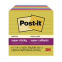 Post-it Note Pads in Summer Joy Color Collection Colors, 4" x 4", Note Ruled, 90 Sheets/Pad, 6 Pads/Pack (6756SSJOY)