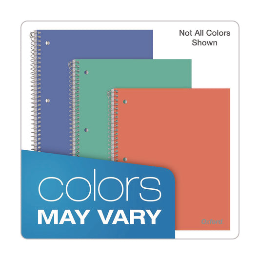 Oxford Poly One-Subject Notebook, 1 Subject, College Rule, Randomly Assorted Cover Color, (100) 11 x 9 Sheets (10590)