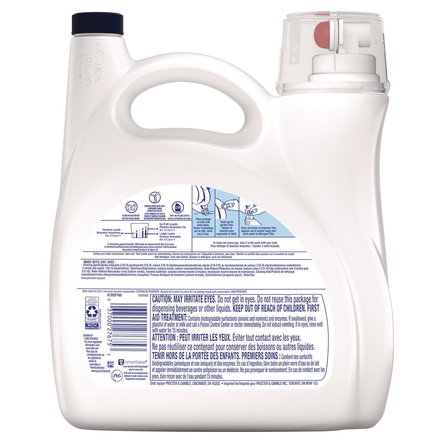 Tide Hygienic Clean Heavy 10x Duty Liquid Laundry Detergent, Unscented, 146 oz Bottle (3077209452)