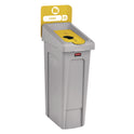 Rubbermaid Commercial Slim Jim Recycling Station Kit, 1-Stream Bottles and Cans, 23 gal, Plastic, Yellow/Gray (2185052)